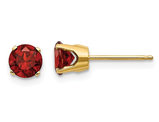 14K Yellow Gold 5mm Solitaire Stud Natural Garnet Earrings 1.26 Carats (ctw)